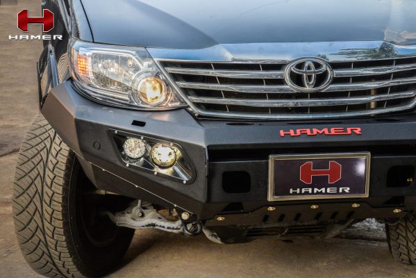 HAMER M-SERIES BULL BAR ( DOUBLE LIGHTS ) IN BLACK EQUIPPED ON TOYOTA FORTUNER 2012-2015