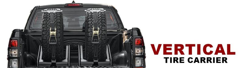 Hamer vertical tire carrier on off road truck